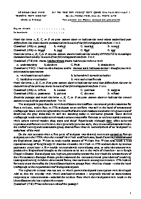 Đề thi thử tốt nghiệp THPT Quốc gia môn Tiếng Anh lần 1 năm 2021 - Trường THPT Chuyên Bắc Ninh (Có đáp án)